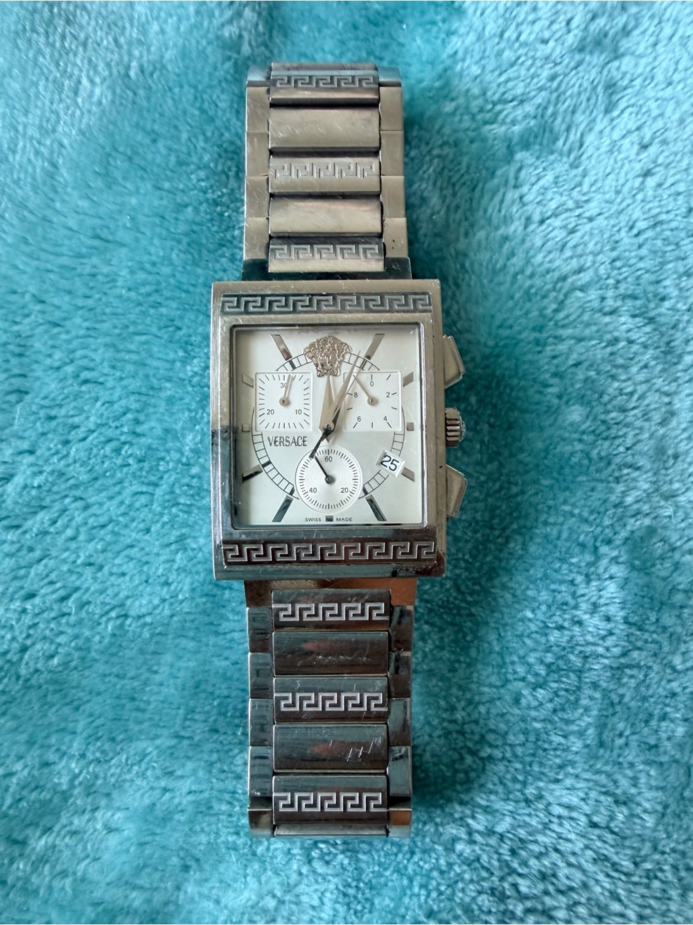 VERSACE Landmark Men’s Silver Stainless Steel Chronograph Watch
